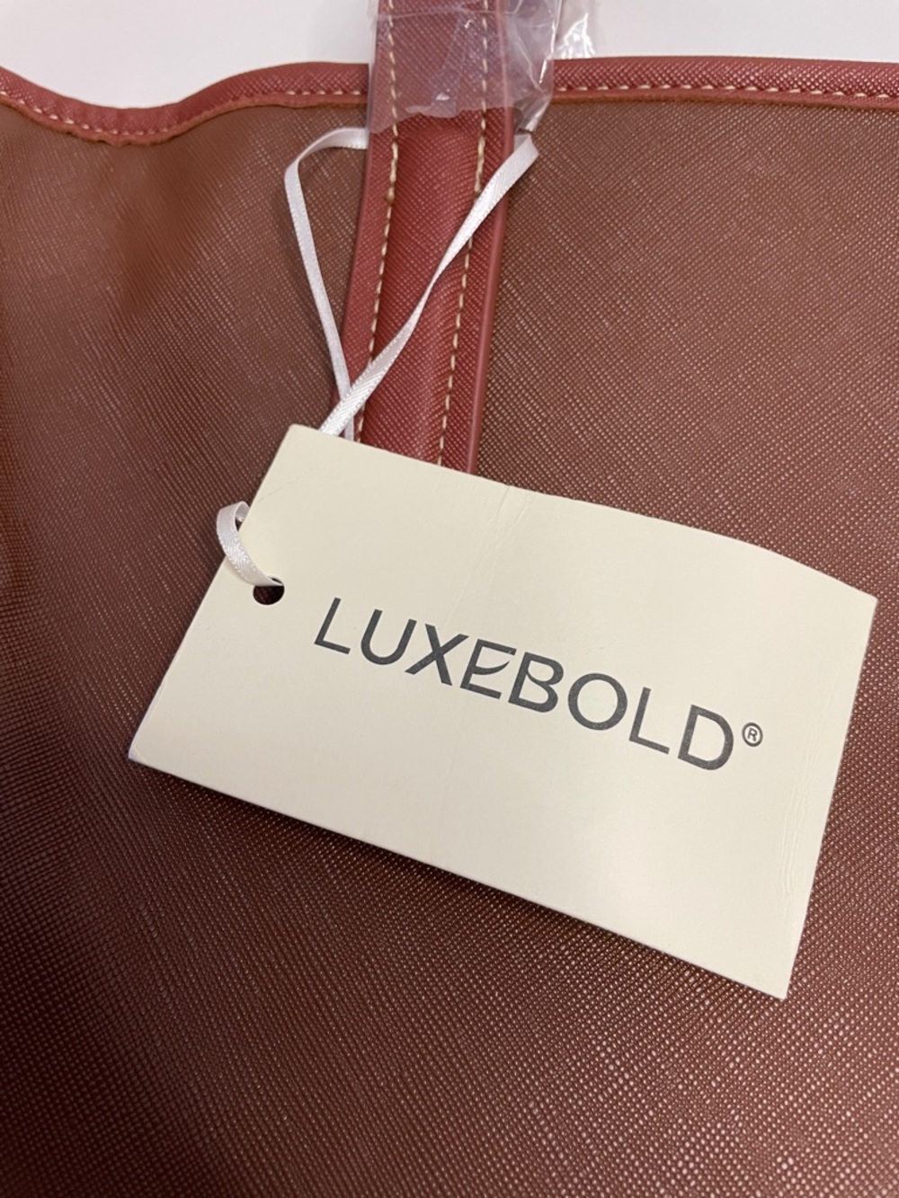 NWT LUXEBOLD®️ Brown Tote Bag with side pouch. - Picture 6 of 7